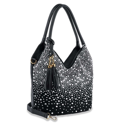 Glamorous Rhinestone Tall Shoulder Bag - Blue - Bodi Language for Women