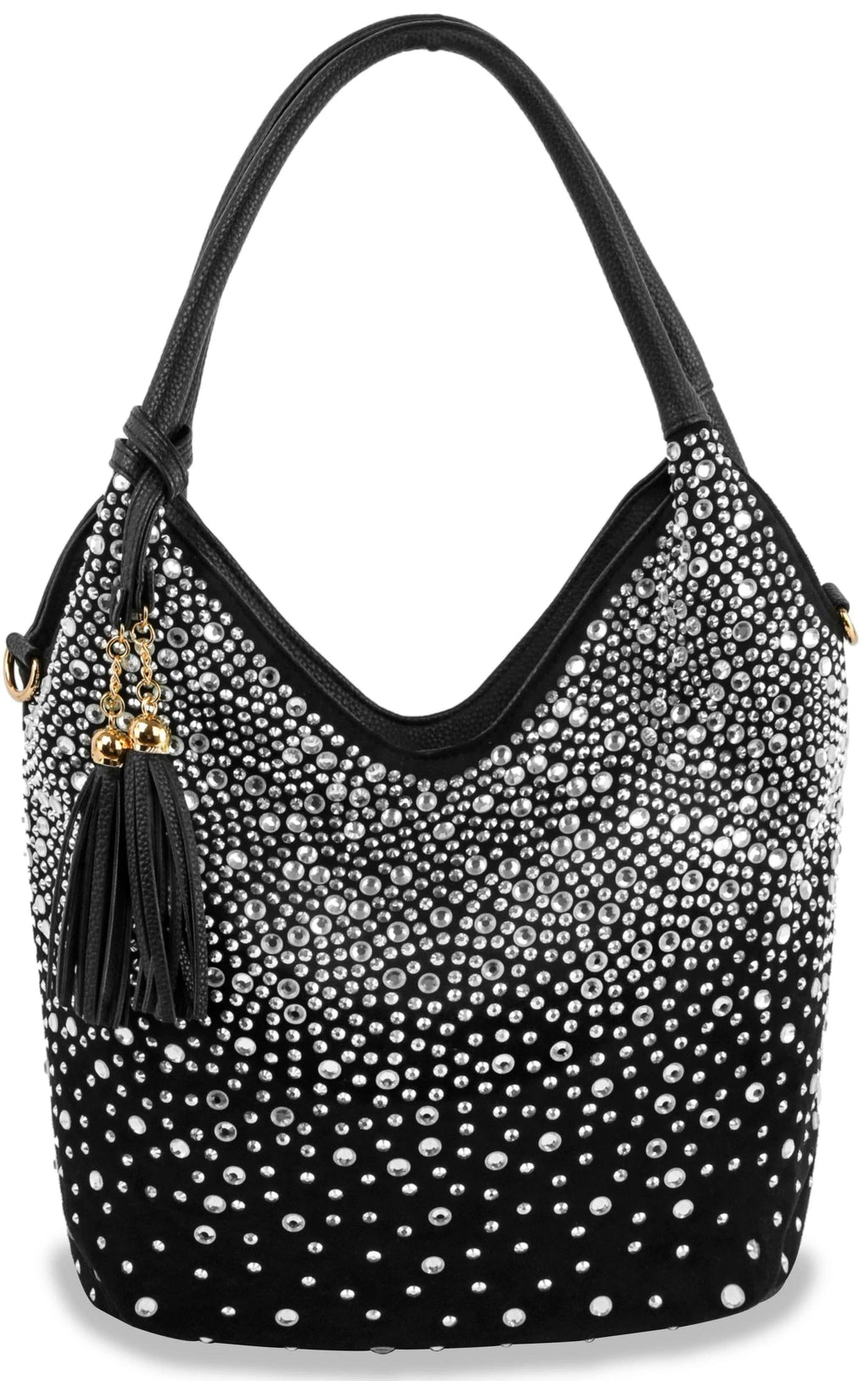 Glamorous Rhinestone Tall Shoulder Bag - Blue - Bodi Language for Women