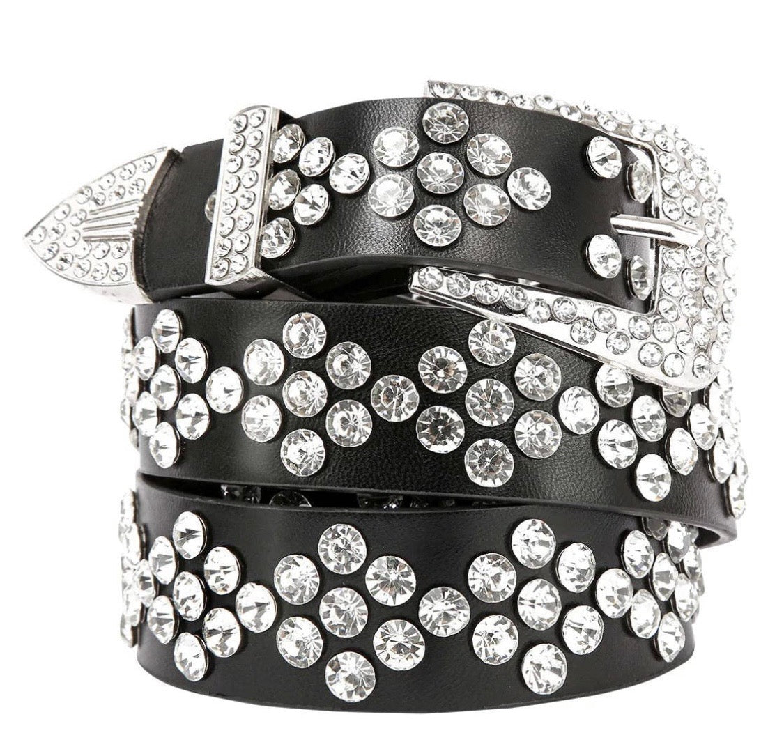 Leather Rhinestone Studded Belt - Bodi Language for Women