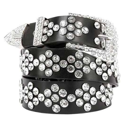 Leather Rhinestone Studded Belt - Bodi Language for Women
