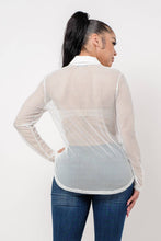 Load image into Gallery viewer, Plus Size Fishnet Button Down Shirt Black - Bodi Language for Women
