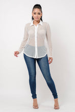 Load image into Gallery viewer, Plus Size Fishnet Button Down Shirt Black - Bodi Language for Women
