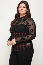 Load image into Gallery viewer, Plus Size Patchwork Mesh Mock Neck Top - Black - Bodi Language for Women
