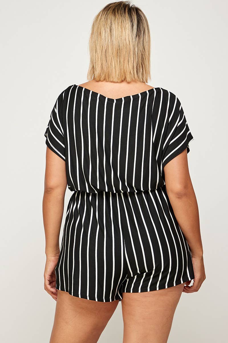Plus Size Striped Romper - Bodi Language for Women