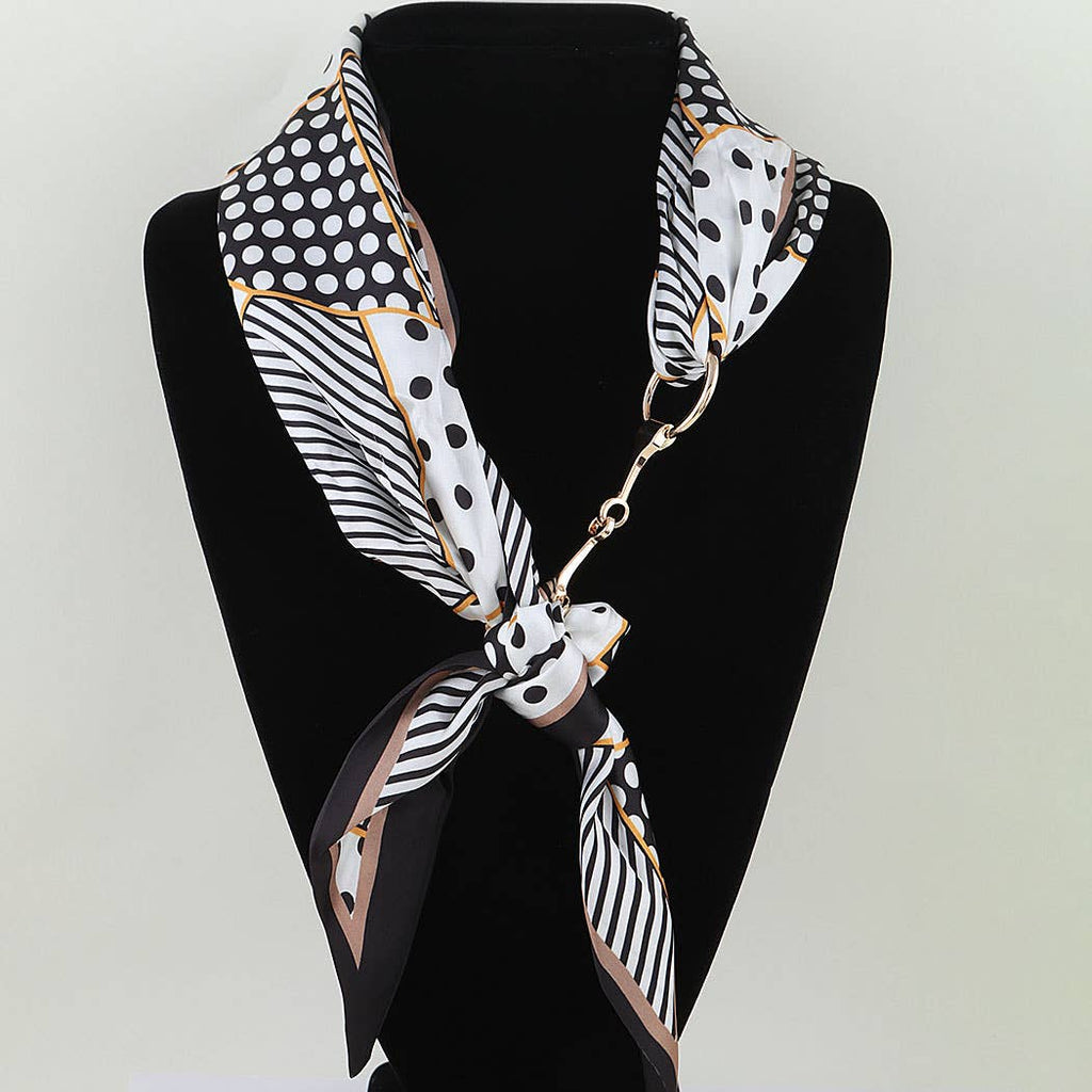 3AM BY H&D ACCESSORIES - Retro Fabric Toggle Scarf Wrap Necklace: BK