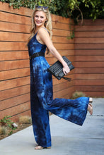 Load image into Gallery viewer, LOOSE FIT SPAGHETTI STRAP POCKET JUMPSUIT: NAVYTIEDYE

