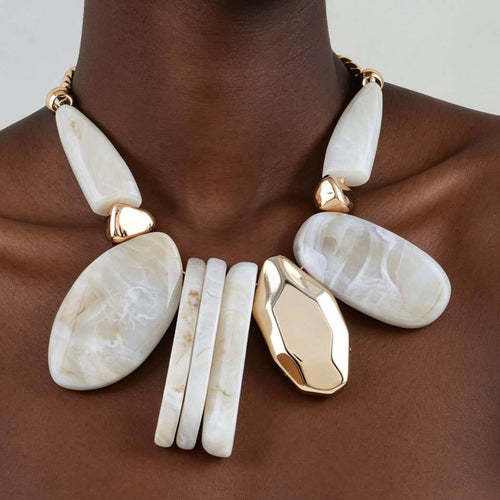 Abstract Stacked Stone Statement Necklace