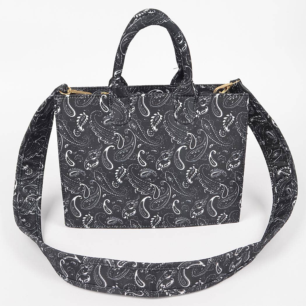 Bandana Medium Tote W/wide Strap: Black