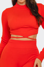 Load image into Gallery viewer, Plus Top And Legging Set: Red Orange
