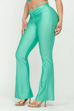 Load image into Gallery viewer, Front Tunnel Shirring Waist Tie Flare Pants: Fuchsia
