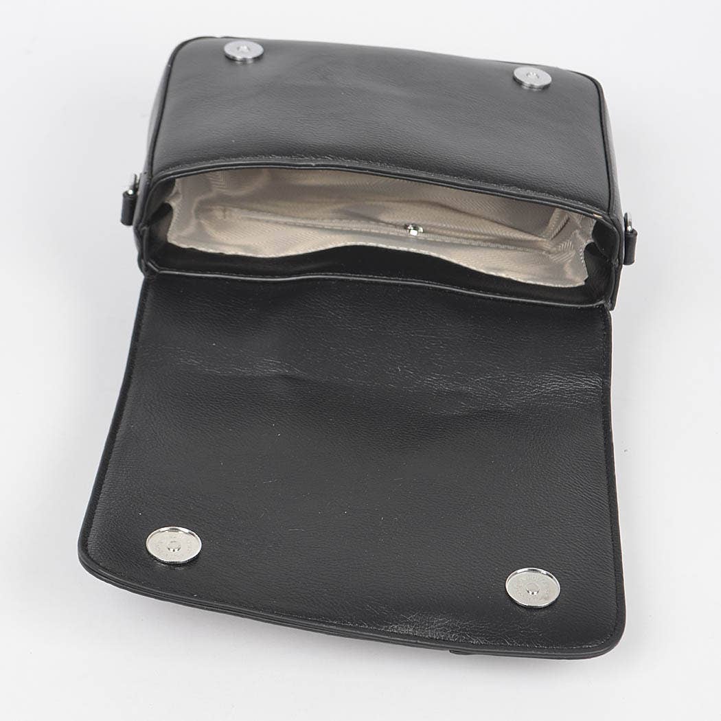 Vegan Leather Metal Studded Jacket Clutch: Silver