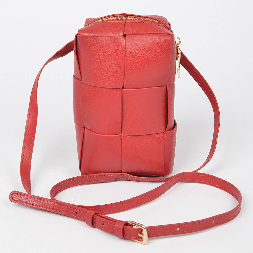 3AM BY H&D ACCESSORIES - Braided Crossbody Bag: Red