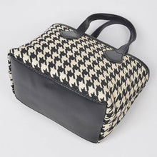 Load image into Gallery viewer, Houndstooth Tweed Small Tote Bag: Black
