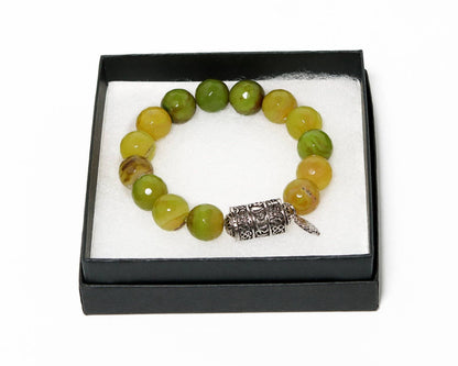 Men GREEN AGATE BRACELET: 7 inches