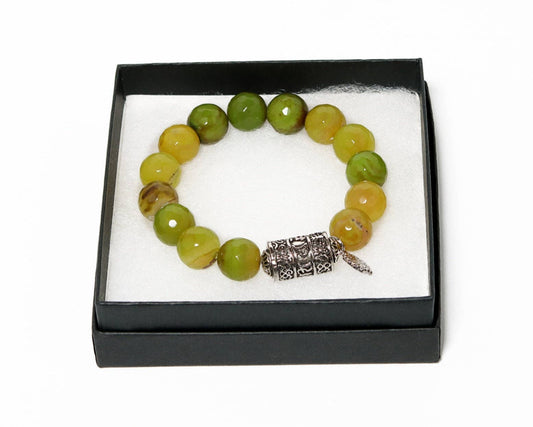 Men GREEN AGATE BRACELET: 7 inches