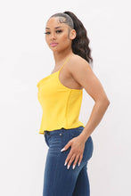 Load image into Gallery viewer, Cowl Neck Spaghetti Strap Cami Top: Yellow
