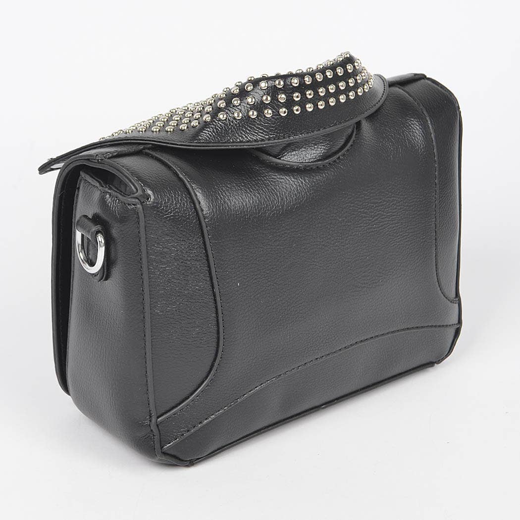 Vegan Leather Metal Studded Jacket Clutch: Silver