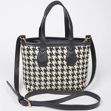 Load image into Gallery viewer, Houndstooth Tweed Small Tote Bag: Black

