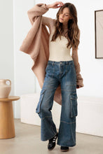 Load image into Gallery viewer, Medium Blue Vintage Wide Leg Cargo Denim Jeans: Vintage Medium Blue Bodi Language for Women

