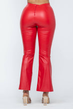 Load image into Gallery viewer, Pu Leather High Waisted Front Slit Hem Back Zipper Pants: Red Bodi Language for Women
