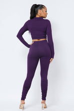 Load image into Gallery viewer, Top Ruched Legging Set: Eggplant
