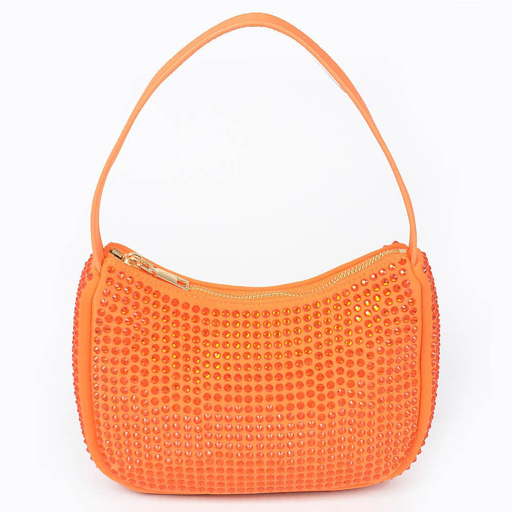 3AM BY H&D ACCESSORIES - Hotfix Rhinestone Shoulder Bag: Orange