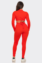 Load image into Gallery viewer, Plus Top And Legging Set: Red Orange
