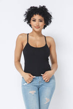 Load image into Gallery viewer, Rib Racer Back Sleeveless Tank Top: Black
