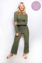 Load image into Gallery viewer, Women's Plus Long Sleeves Tie Back Rib Loungewear Set
