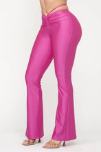 Load image into Gallery viewer, Front Tunnel Shirring Waist Tie Flare Pants: Fuchsia
