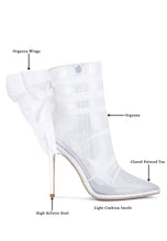 Load image into Gallery viewer, Princess Organza Wrapped Style Heeled Ankle Boots:White Bodi Language Boutique
