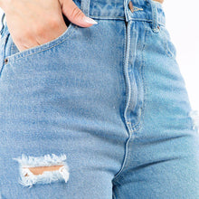 Load image into Gallery viewer, HIGH WAIST DISTRESSED WIDE LEG JEANS
