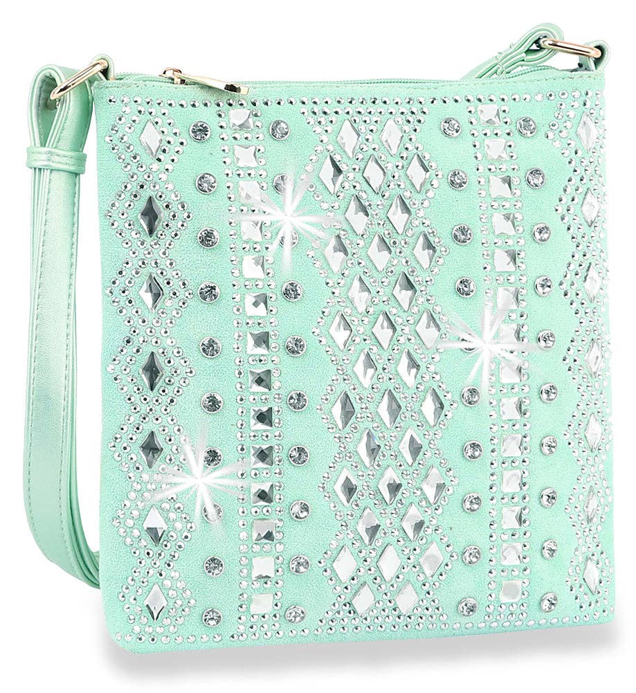 Handbag Express - Dazzling Bling Pattern Crossbody Sling: Purple Handbag Express
