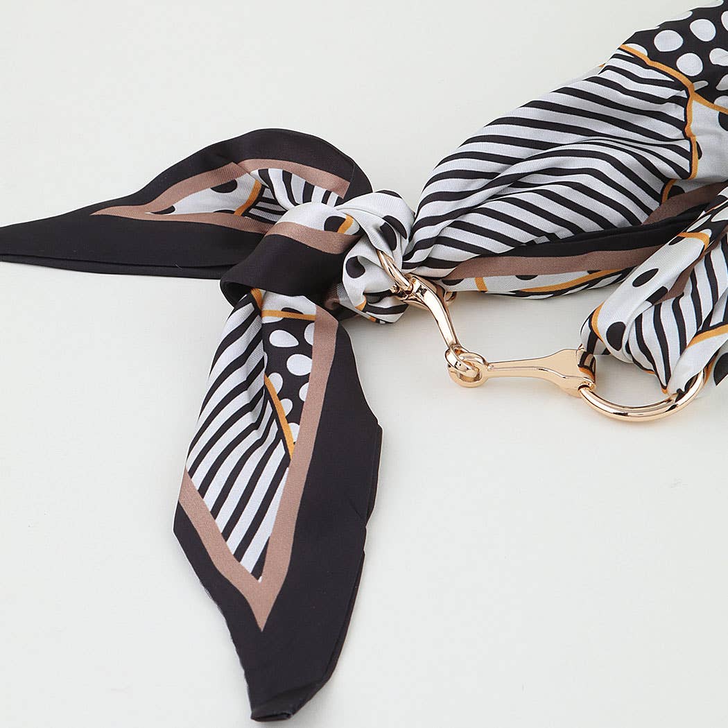 3AM BY H&D ACCESSORIES - Retro Fabric Toggle Scarf Wrap Necklace: BK