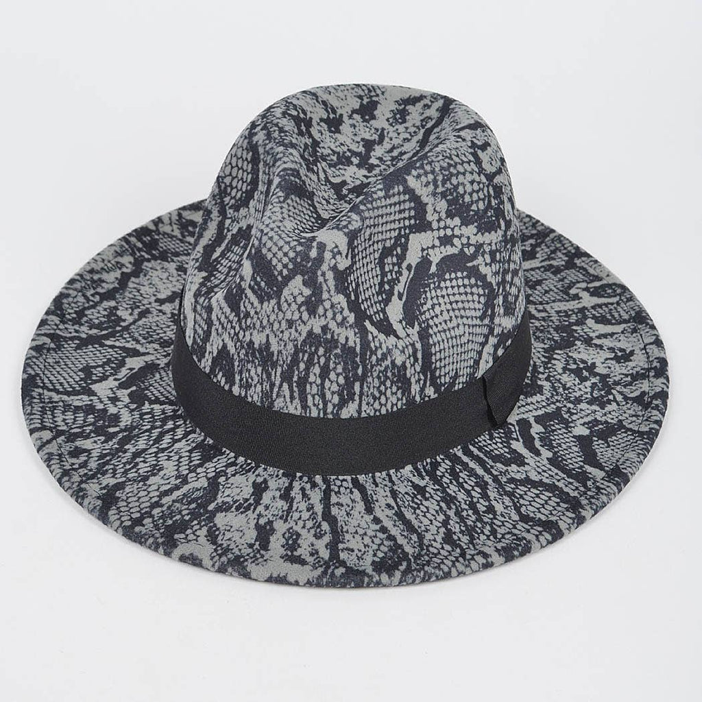 Snake Print Fedora Hat: Black Bodi Language for Women
