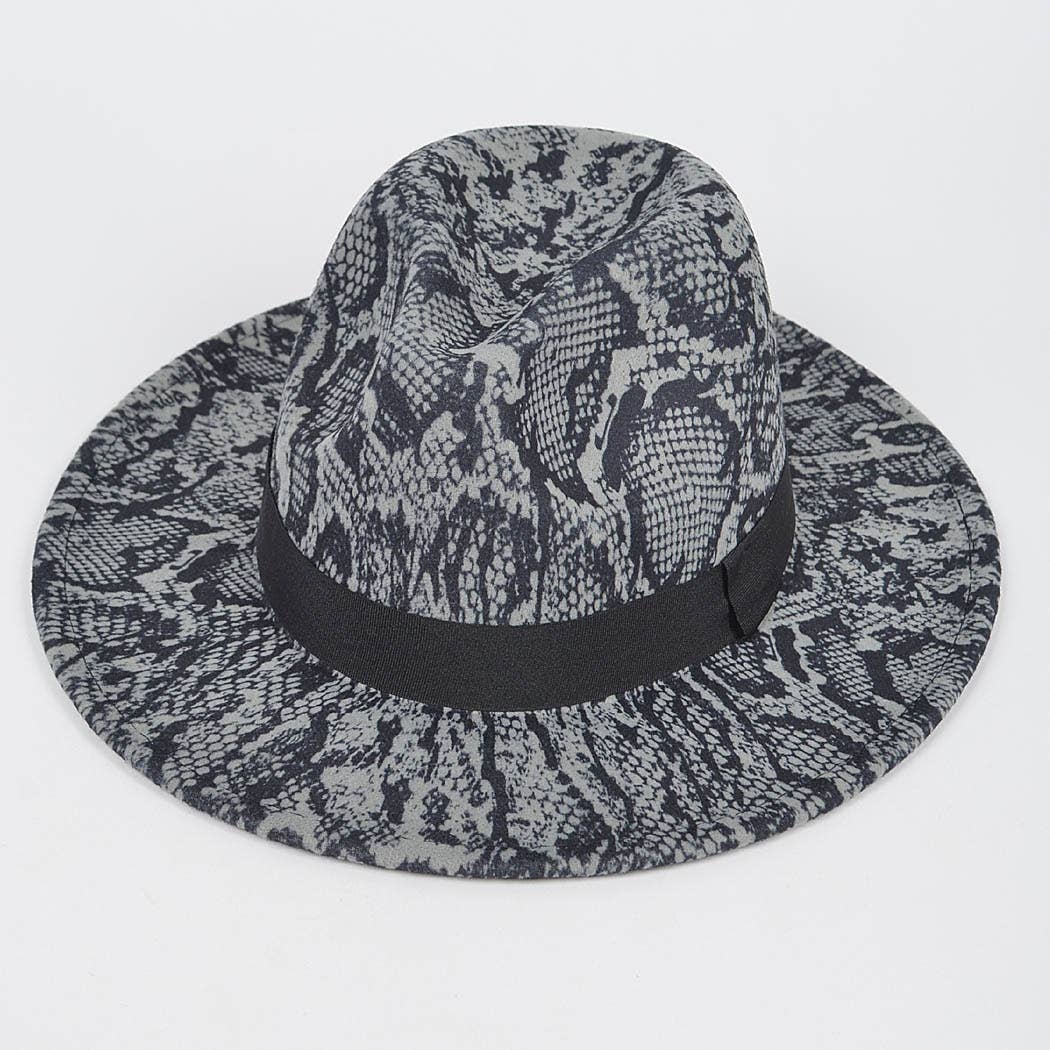 Snake Print Fedora Hat: Black Bodi Language for Women