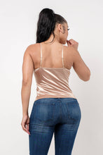 Load image into Gallery viewer, Mesh Ruched Lace Trim Front Tie Top: Taupe
