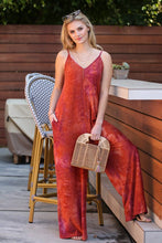 Load image into Gallery viewer, LOOSE FIT SPAGHETTI STRAP POCKET JUMPSUIT: RUSTTIEDYE
