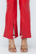Load image into Gallery viewer, Pu Leather High Waisted Front Slit Hem Back Zipper Pants: Red Bodi Language for Women

