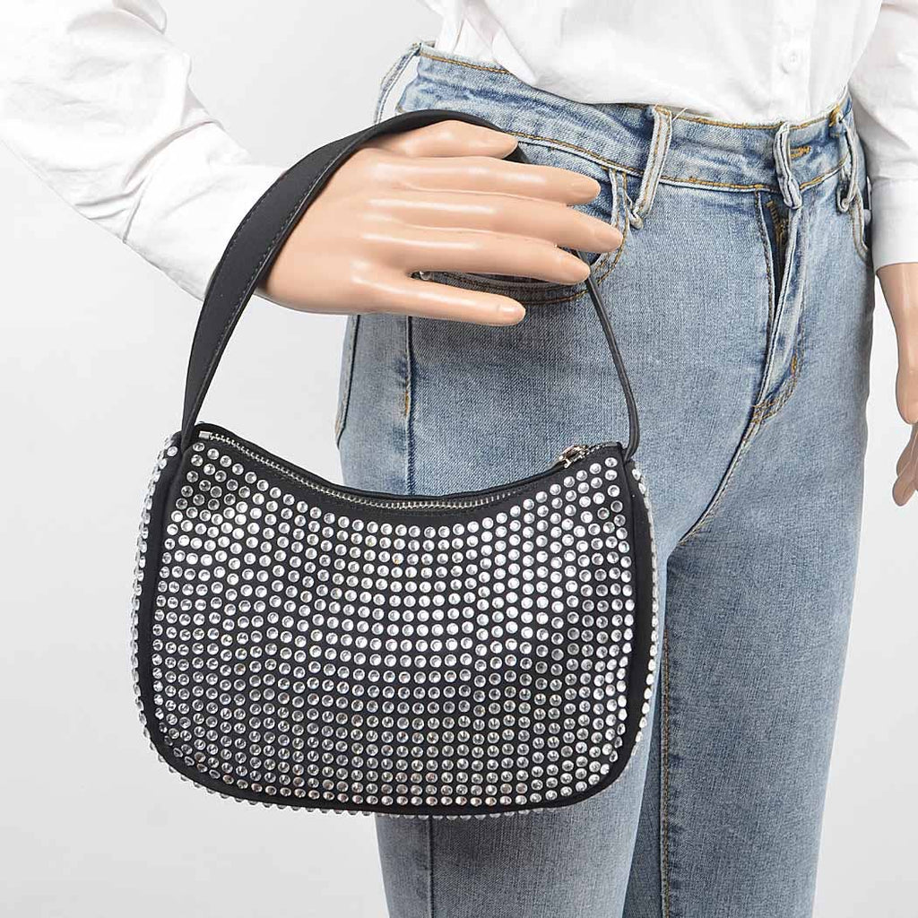 3AM BY H&D ACCESSORIES - Hotfix Rhinestone Shoulder Bag: Orange