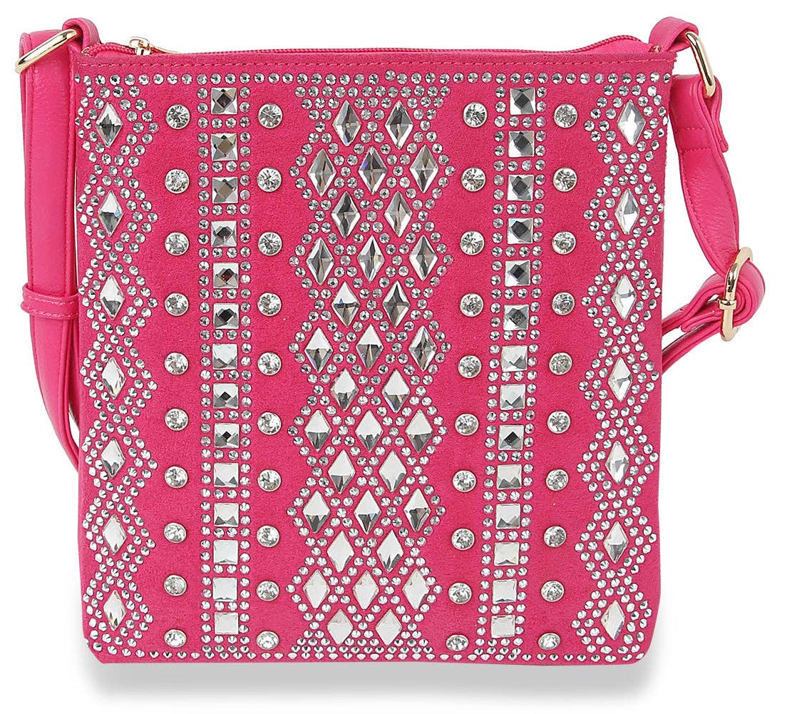 Handbag Express - Dazzling Bling Pattern Crossbody Sling: Purple Handbag Express