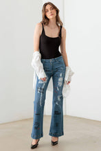 Load image into Gallery viewer, Graphic Print Flare Jeans: Dark Denim Blue Bodi Language for Women

