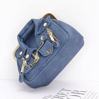 Faux Denim Leather jacket Style Crossbody Bag: DBL
