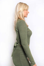Load image into Gallery viewer, Women's Plus Long Sleeves Tie Back Rib Loungewear Set
