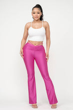 Load image into Gallery viewer, Front Tunnel Shirring Waist Tie Flare Pants: Fuchsia
