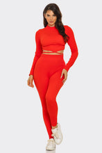Load image into Gallery viewer, Plus Top And Legging Set: Red Orange
