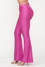 Load image into Gallery viewer, Front Tunnel Shirring Waist Tie Flare Pants: Fuchsia
