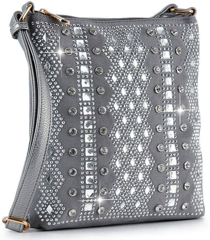Handbag Express - Dazzling Bling Pattern Crossbody Sling: Purple Handbag Express