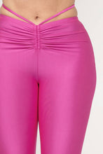 Load image into Gallery viewer, Front Tunnel Shirring Waist Tie Flare Pants: Fuchsia
