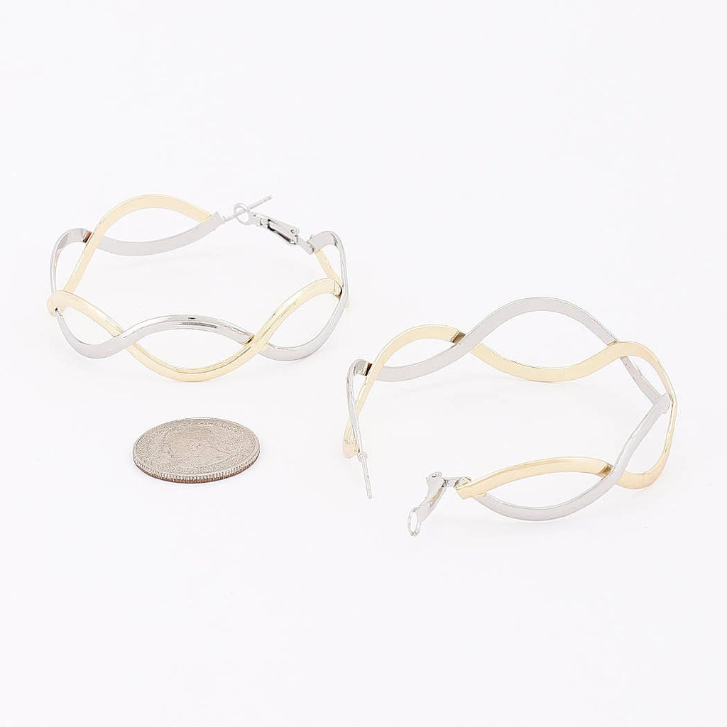 3AM BY H&D ACCESSORIES - Two-Tone Twisted Hoop Earrings: MT